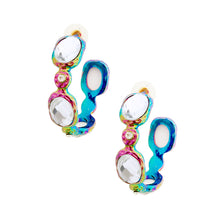 Load image into Gallery viewer, Vibrant Rainbow Crystal Hoops

