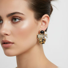 Load image into Gallery viewer, Stud Midnight Safari Leopard Detail Earrings
