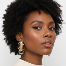 Load image into Gallery viewer, Stud Oval Leopard Gold Metal Tribal Earrings
