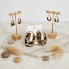Load image into Gallery viewer, Stud Oval Leopard Gold Metal Tribal Earrings
