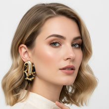 Load image into Gallery viewer, Stud Oval Leopard Gold Metal Tribal Earrings
