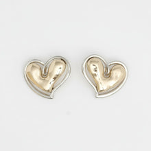 Load image into Gallery viewer, Stud Two Tone Gold Silver Chubby Heart Earrings
