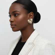 Load image into Gallery viewer, Stud Two Tone Gold Silver Chubby Heart Earrings
