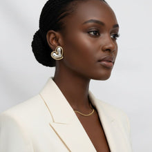 Load image into Gallery viewer, Stud Two Tone Silver Gold Chubby Heart Earrings
