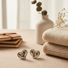 Load image into Gallery viewer, Stud Two Tone Silver Gold Chubby Heart Earrings
