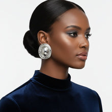 Load image into Gallery viewer, Stud Silver Organic Oval Domed Metal Earrings
