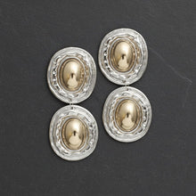 Load image into Gallery viewer, Drop Silver Organic Oval Gold Metal Domed Earrings
