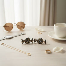 Load image into Gallery viewer, Stud Sweet Candy Black and Gold Crystal Earrings
