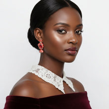 Load image into Gallery viewer, Stud Sweet Candy Red and Gold Crystal Earrings
