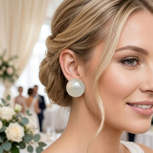 Load image into Gallery viewer, Ivory Pearlescent Domed Round Stud Earrings

