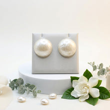Load image into Gallery viewer, Ivory Pearlescent Domed Round Stud Earrings
