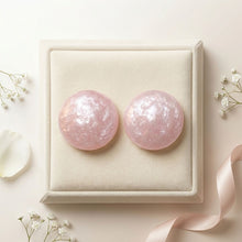 Load image into Gallery viewer, Pink Pearlescent Domed Round Stud Earrings
