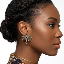 Load image into Gallery viewer, Opulent African Elephant Black Stud Earrings
