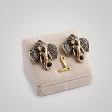 Load image into Gallery viewer, Opulent African Elephant Black Stud Earrings
