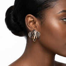 Load image into Gallery viewer, Opulent African Elephant Black Stud Earrings
