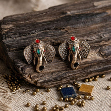 Load image into Gallery viewer, Opulent African Elephant Multicolor Stud Earrings
