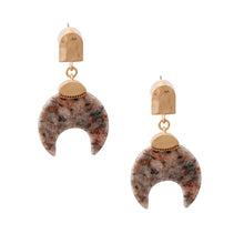 Load image into Gallery viewer, Gold Earrings with Gray Stone
