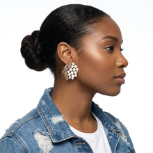 Load image into Gallery viewer, Opulent Gold Cream Pearl Cluster Stud Earrings
