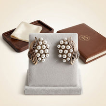 Load image into Gallery viewer, Opulent Gold Cream Pearl Cluster Stud Earrings
