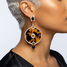 Load image into Gallery viewer, Tortoiseshell and Topaz Crystal Drop Earrings

