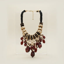 Load image into Gallery viewer, Beaded Brown Stone Global Artisan Leather Necklace
