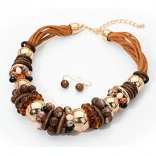 Load image into Gallery viewer, Collar Earthy Artisan Brown Leather Wood Necklace
