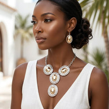 Load image into Gallery viewer, Pendant Silver Organic Oval Gold Dome Necklace
