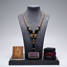 Load image into Gallery viewer, Egyptian Gold Scarab Black Pendant Necklace
