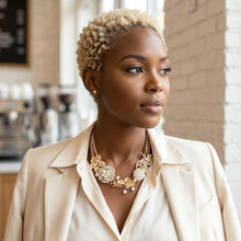 Load image into Gallery viewer, Aurbo Crystal Pearl Gold Chainmaille Collar Set
