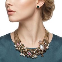 Load image into Gallery viewer, Opulent Gold Pink Flamingo Statement Necklace
