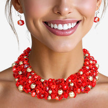 Load image into Gallery viewer, Bib Red Artistic Glass Copper Choker Necklace
