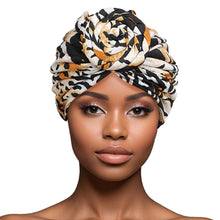 Load image into Gallery viewer, Turban Pre-Tied Knot Brown Animal Print for Women
