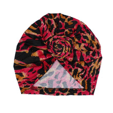 Load image into Gallery viewer, Turban Pre-Tied Knot Fuchsia/Red Animal Print for Women
