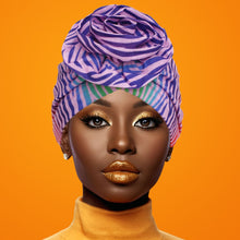 Load image into Gallery viewer, Turban Pre-Tied Flower Light Purple Zebra Women
