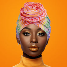 Load image into Gallery viewer, Turban Pre-Tied Flower Light Pink Zebra Women
