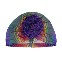 Load image into Gallery viewer, Turban Pre-Tied Flower Purple Ombre Zebra Women
