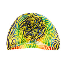 Load image into Gallery viewer, Turban Pre-Tied Flower Yellow Blue Zebra Women
