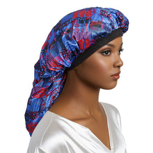 Load image into Gallery viewer, Braids Bonnet Cap Blue African Tribal Print Unisex
