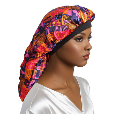 Braids Bonnet Cap Fuchsia African Tribal Print Unisex