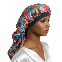 Load image into Gallery viewer, Braids Bonnet Cap Teal African Tribal Print Unisex
