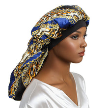 Load image into Gallery viewer, Braids Bonnet Cap Blue Leopard Print Unisex
