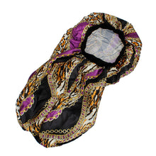 Load image into Gallery viewer, Braids Bonnet Cap Purple Leopard Print Unisex
