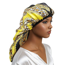 Load image into Gallery viewer, Braids Bonnet Cap Yellow Leopard Print Unisex
