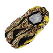 Load image into Gallery viewer, Braids Bonnet Cap Yellow Leopard Print Unisex
