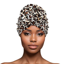 Load image into Gallery viewer, Turban Pre-Tied Flower Velvet Jaguar Print Women
