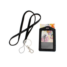 Load image into Gallery viewer, Black Rhinestone ID Lanyard Clip Keychain
