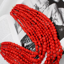 Load image into Gallery viewer, Necklace 11 Strand Red Flat round Bead Set Women
