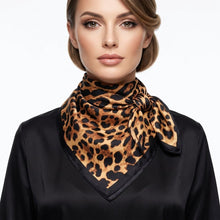 Load image into Gallery viewer, Silky Square Camel Leopard Print Fashion Scarf
