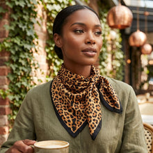 Load image into Gallery viewer, Silky Square Camel Leopard Print Fashion Scarf
