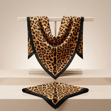 Load image into Gallery viewer, Silky Square Camel Leopard Print Fashion Scarf
